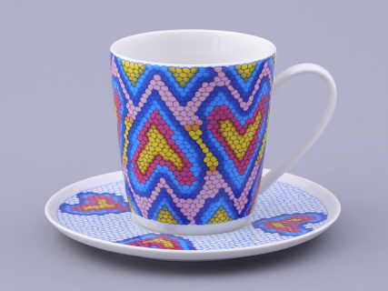 Чашка с блюдцем чайная, форма Колокол, рисунок Боа радужный, арт. 81.32688.00.1, 