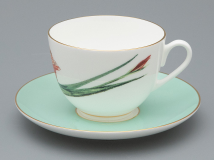 Чашка с блюдцем L’Art des Fleurs (Искусство цветов) в подарочной упаковке, форма Весенняя 2, рисунок Тигровый ирис, арт 81.33404.00.1, 