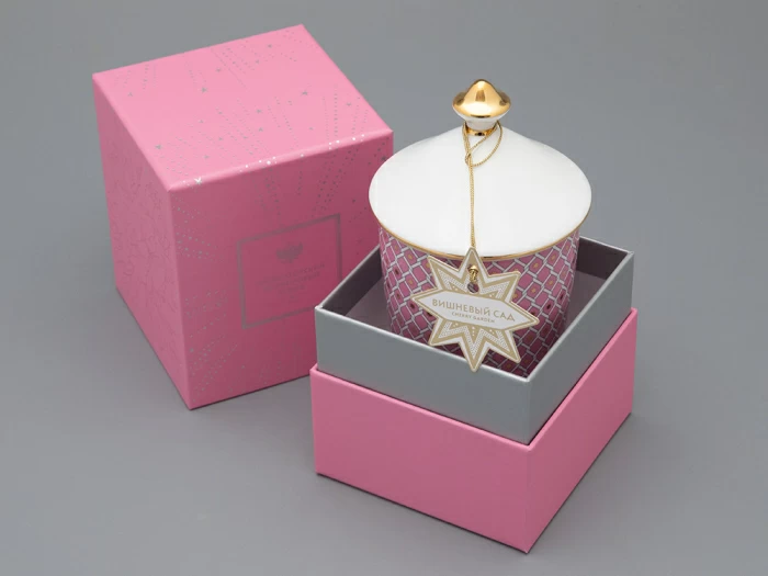 Подарочный набор Свеча ароматическая Идиллия Астра 2 аромат Вишневый сад, арт 81.33302.00.1, 