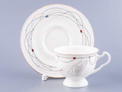 Чашка с блюдцем чайная форма Айседора рисунок Волшебное лебединое озеро - 2 арт. 81.26472.00.1