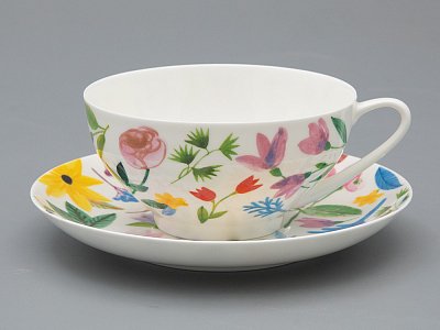 Чашка с блюдцем чайная форма Купольная рисунок Primavera, арт. 81.34274.00.1