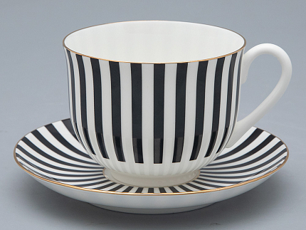 Чашка с блюдцем чайная форма Ландыш рисунок Да и нет Черный, арт. 81.32283.00.1