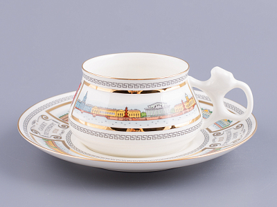 Чашка с блюдцем кофейная 180 мл.,  форма Билибина, рисунок Набережные Невы арт. 81.15737.00.1