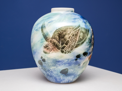 Ваза рисунок Подводный мир, форма Круглая, арт 80.41267.00.1, 