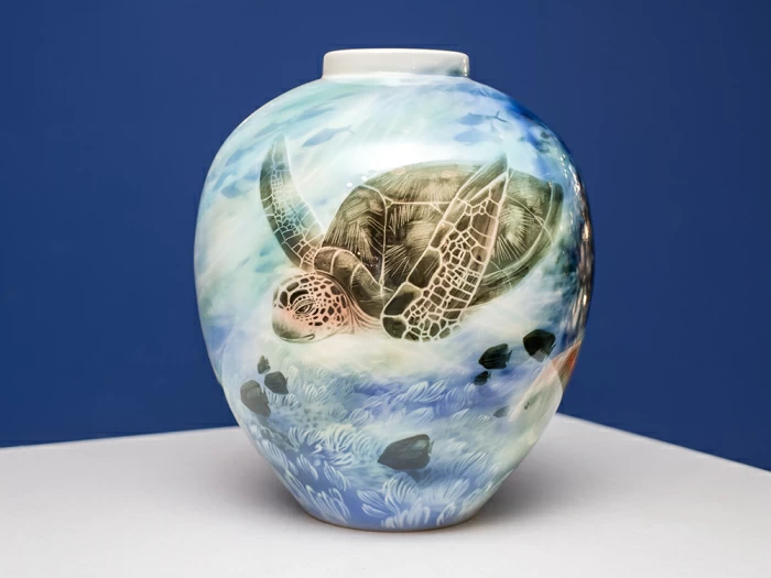 Ваза рисунок Подводный мир, форма Круглая, арт 80.41267.00.1, 