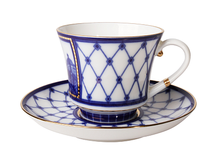 Чашка с блюдцем чайная 220 мл форма Банкетная рисунок Мост Пестеля арт. 81.16038.00.1