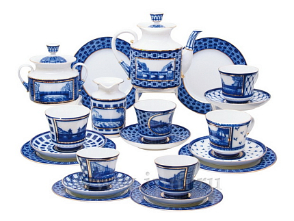 Сервиз чайный форма Банкетная рисунок Мосты Санкт-Петербурга, 6 персон 20 предметов арт. 81.25123.00.1