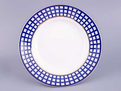 Тарелка 220 мм Глубокая Кобальтовая клетка арт. 80.04052.00.1