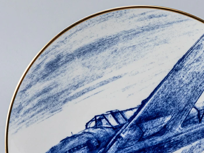 Тарелка декоративная 195 форма Эллипс рисунок Штурмовик Ил-2, арт. 80.99013.00.1, 