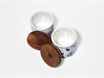 Набор банок 80 мм с деревянной крышкой (3 предмета), в подарочной упаковке, форма Стандартная, рисунок Календа, арт 42.00071.00.1