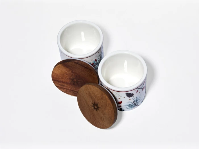 Набор банок 80 мм с деревянной крышкой (3 предмета), в подарочной упаковке, форма Стандартная, рисунок Календа, арт 42.00071.00.1, 