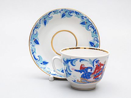 Чашка с блюдцем чайная 375 мл форма Подарочная рисунок Зима арт. 81.14209.00.1