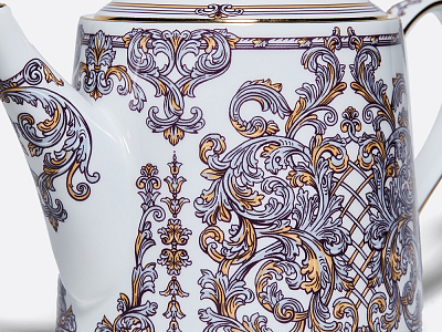 Сервиз чайный на 4 персоны 10 предметов в подарочной упаковке, форма Идиллия рисунок Барокко, арт. 81.34916.00.1