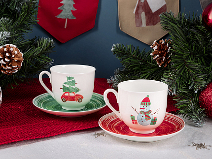 Чашка с блюдцем форма Ландыш рисунок Машинка, арт. 81.28062.00.1