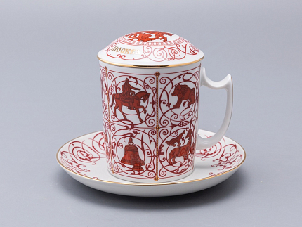 Бокал с блюдцем и крышкой 380 мл, форма Снежное утро, рисунок Сувенир Московский, арт. 81.34815.00.1