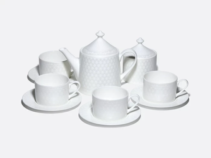 Сервиз чайный на 4 персоны 10 предметов в подарочной упаковке, форма Идиллия, рисунок Жемчужная сетка, арт. 81.34970.00.1, 