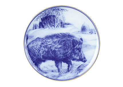 Декоративная тарелка 195 мм. форма Эллипс рисунок Вепрь арт. 80.92298.00.1