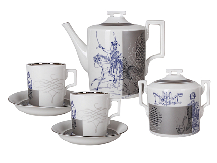 Сервиз чайный форма Гербовая рисунок Гусарский, 6 персон 14 предметов, арт. 81.24660.00.1