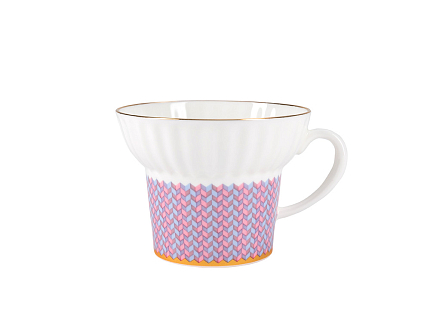 Чашка с блюдцем кофейная 155 мл., форма Волна, рисунок Геометрия 2 арт. 81.27008.00.1