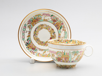 Сервиз чайный форма Яблочко рисунок Пейзажный фриз, 6 персон 15 предмета арт. 81.14525.01.1, 