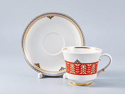 Сервиз чайный форма Банкетная рисунок Русский стиль, 6 персон 14 предметов, арт. 81.28339.00.1