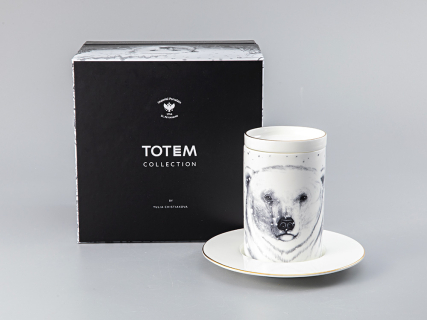 Бокал с блюдцем Тотем в подарочной упаковке, рисунок Медведь арт. 81.28376.00.1, 