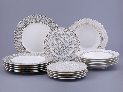 Сервиз столовый на 6 персон 18 предметов форма Премиум рисунок Саламандра Грей, арт. 81.31632.00.1