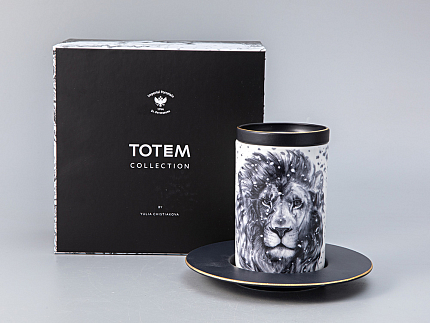 Бокал с блюдцем Тотем в подарочной упаковке, рисунок Лев арт. 81.28375.00.1