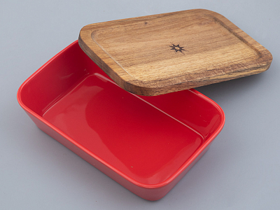 Набор для запекания с деревянной крышкой (2 предм. прямоуг.) форма Стандартная рисунок Календа арт. 42.00042.00.1