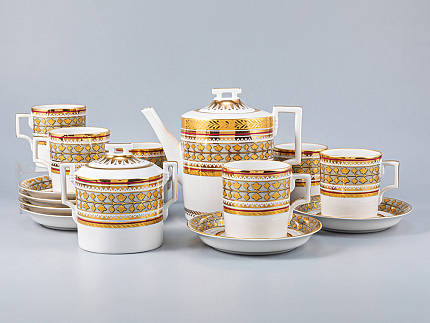 Сервиз чайный форма Гербовая рисунок Бельведер по мотивам Бабигонского, 14 предметов 6 персон, арт. 81.27705.00.1