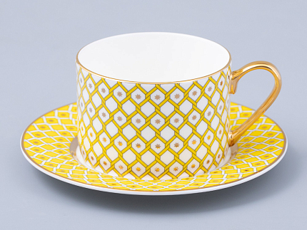 Чашка с блюдцем 250 мл форма Идиллия рисунок Примула 1 арт. 81.31120.00.1