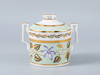 Сервиз чайный форма Гербовая рисунок Нефритовый фон, 6 персон 20 предметов, арт. 81.20900.00.1