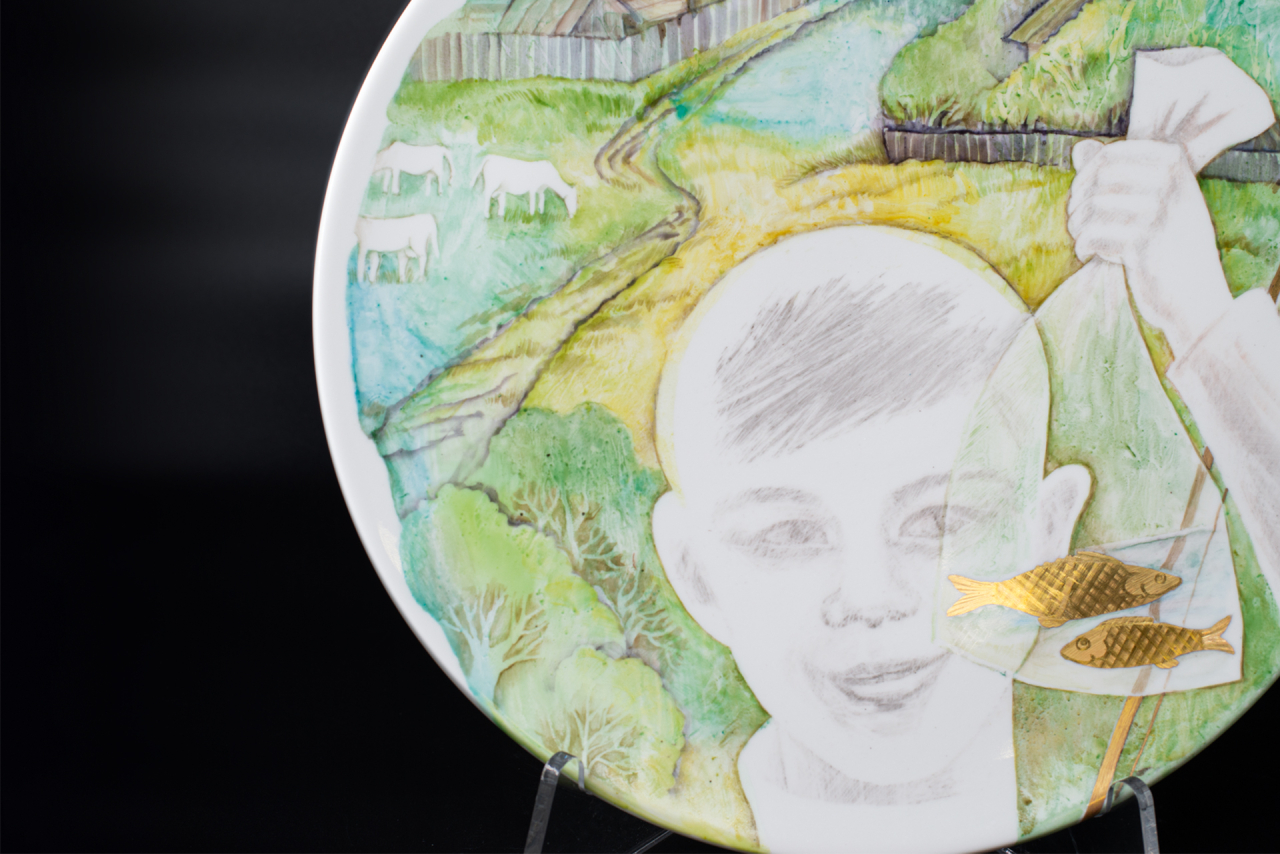 Блюдо декоративное 350 мм, форма Круглая, рисунок Радости лета. Хороший улов, арт 60.15438.00.1, 