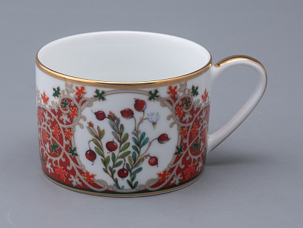 Чашка с блюдцем 250 мл в подарочной упаковке форма Соло рисунок Клюква заповедная, арт. 81.34280.00.1