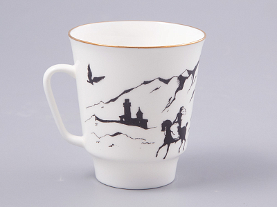 Чашка с блюдцем 165 мл форма Майская рисунок Русские писатели Лермонтов, арт. 81.31746.00.1