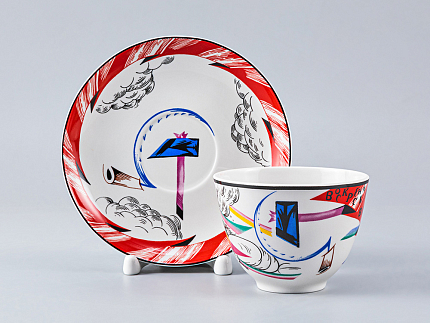 Чашка с блюдцем чайная форма Весенняя рисунок Красный флаг, арт. 81.27948.00.1