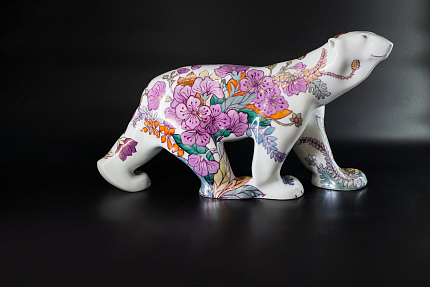 Скульптура Медведь идущий, большой размер, рисунок Цветущая Арктика, арт 62.21613.00.1