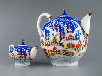 Комплект чайников форма Новгородский рисунок Зимняя сказка арт. 81.13998.00.1