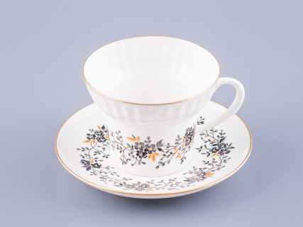 Чашка с блюдцем кофейная 155 мл.,  форма Волна, рисунок Тонкие веточки арт. 81.14403.00.1, 