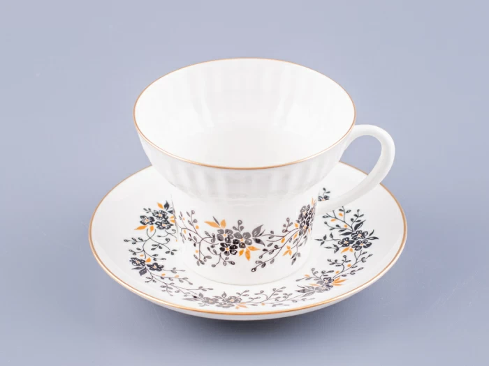 Чашка с блюдцем кофейная 155 мл.,  форма Волна, рисунок Тонкие веточки арт. 81.14403.00.1, 