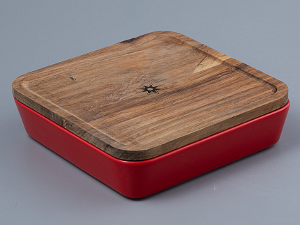 Набор для запекания с деревянной крышкой ( 2 предм.квадратные ) форма Стандартная рисунок Календа арт. 42.00043.00.1