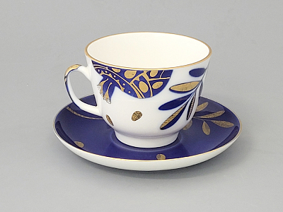 Чашка с блюдцем чайная 375 мл форма Подарочная рисунок Гранат золотой арт. 81.19177.00.1