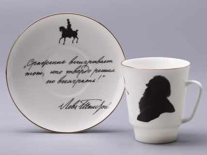 Чашка с блюдцем 165 мл форма Майская рисунок Русские писатели Толстой, арт. 81.31159.00.1, 