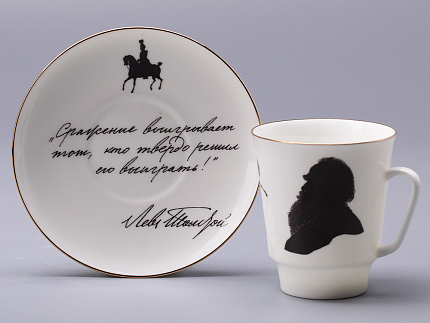 Чашка с блюдцем 165 мл форма Майская рисунок Русские писатели Толстой, арт. 81.31159.00.1