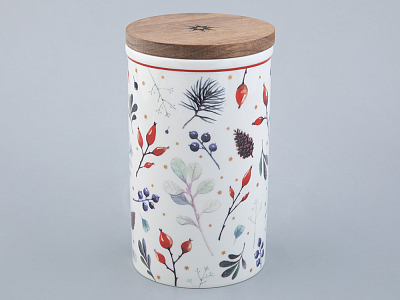 Банка с деревянной крышкой (высокая 165мм) форма Стандартная рисунок Календа арт. 42.00040.00.1