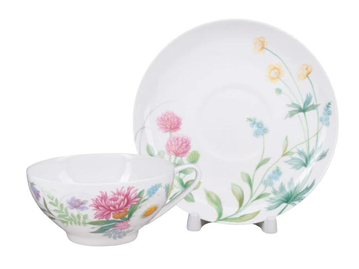 Чашка с блюдцем чайная 300 мл форма Купольная рисунок Полевые цветы №2 арт. 81.23108.00.1, 