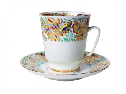 Чашка с блюдцем кофейная 165 мл.,  форма Майская, рисунок Пестрые бабочки арт. 81.10377.00.1, 