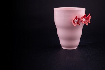 Бокал для салфеток, форма Флора фарфора, Розовый с розовым крупным цветком, арт 60.06880.00.1