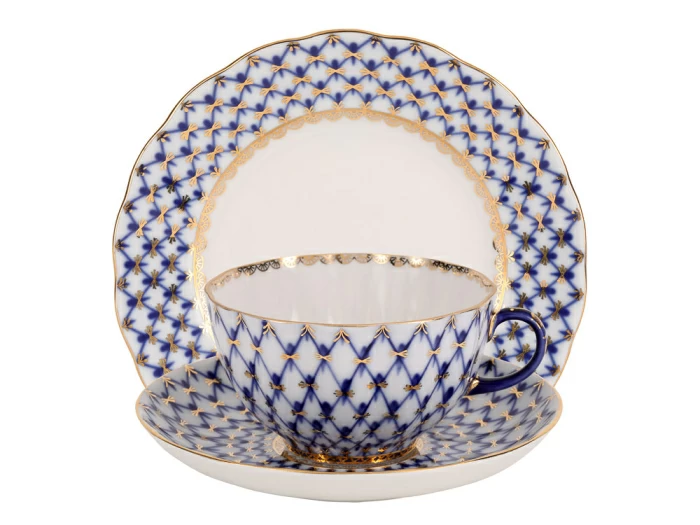 Сервиз чайный форма Тюльпан рисунок Кобальтовая сетка, 6 персон 20 предметов, арт. 81.11141.03.1, 