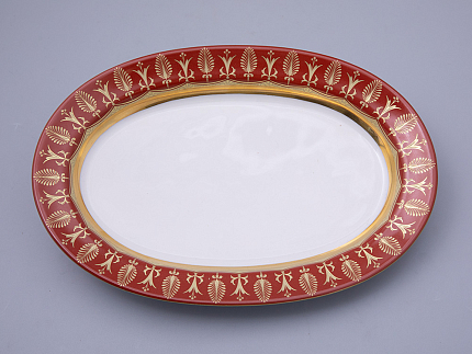 Блюдо овальное 280 мм, форма Молодежная, рисунок Гурьевский сервиз, арт 80.43367.00.1